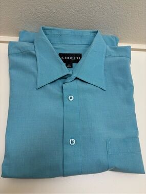 Adolfo Men’s Teal Button-Front Dress Shirt